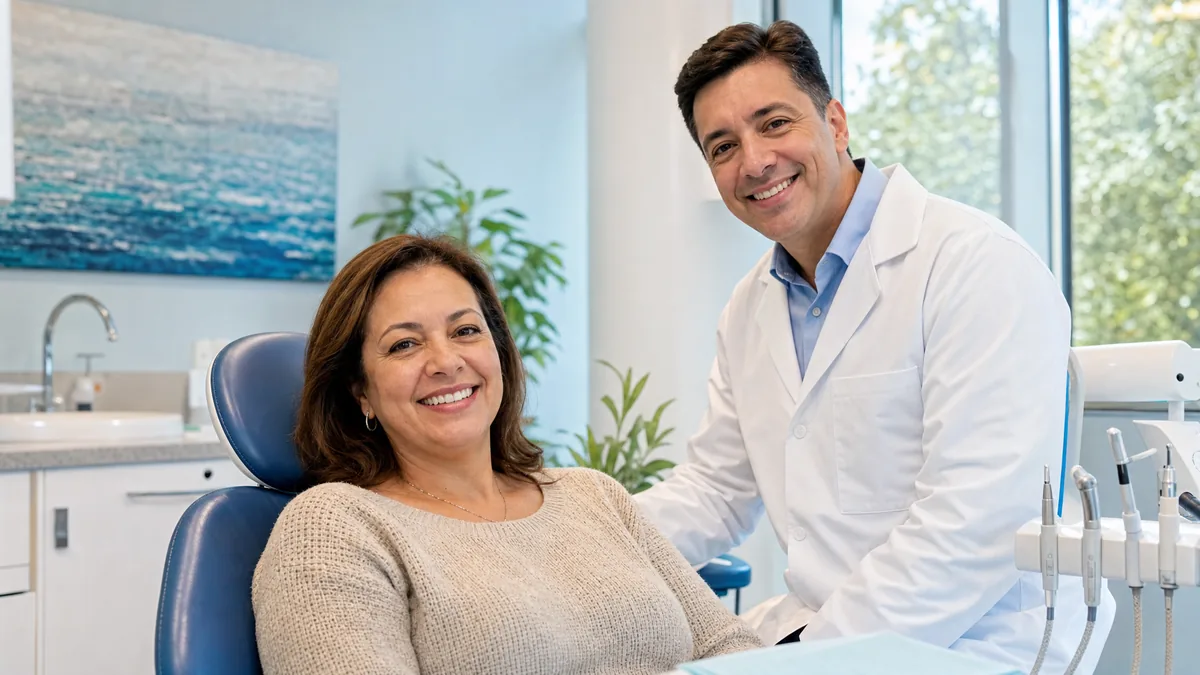 Patient smiling confidently after receiving a custom dental bridge at Sunrays Smiles Dental Care in Winter Springs, FL
